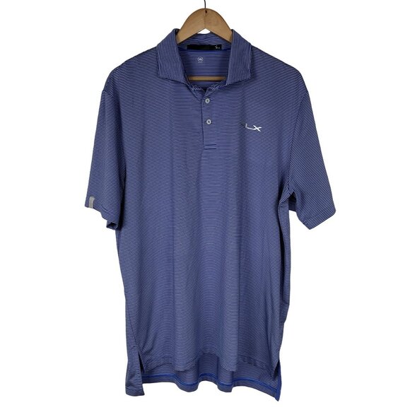 Ralph Lauren RLX Mens Blue Striped Wicking Golf Polo Sz XL - Picture 1 of 7